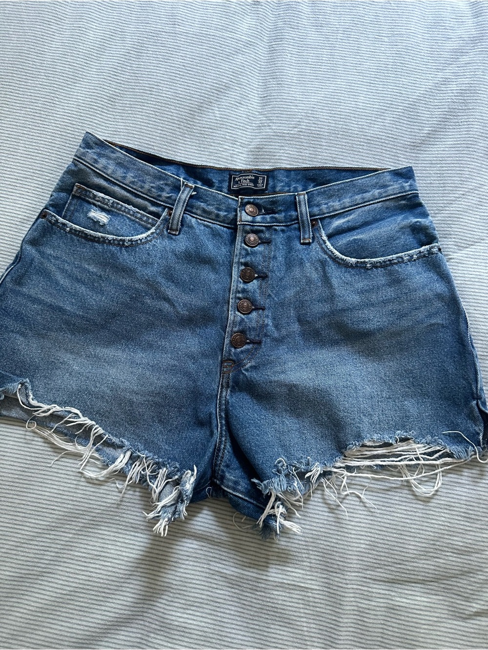 Abercrombie & Fitch Distressed Button-Fly Denim Shorts
